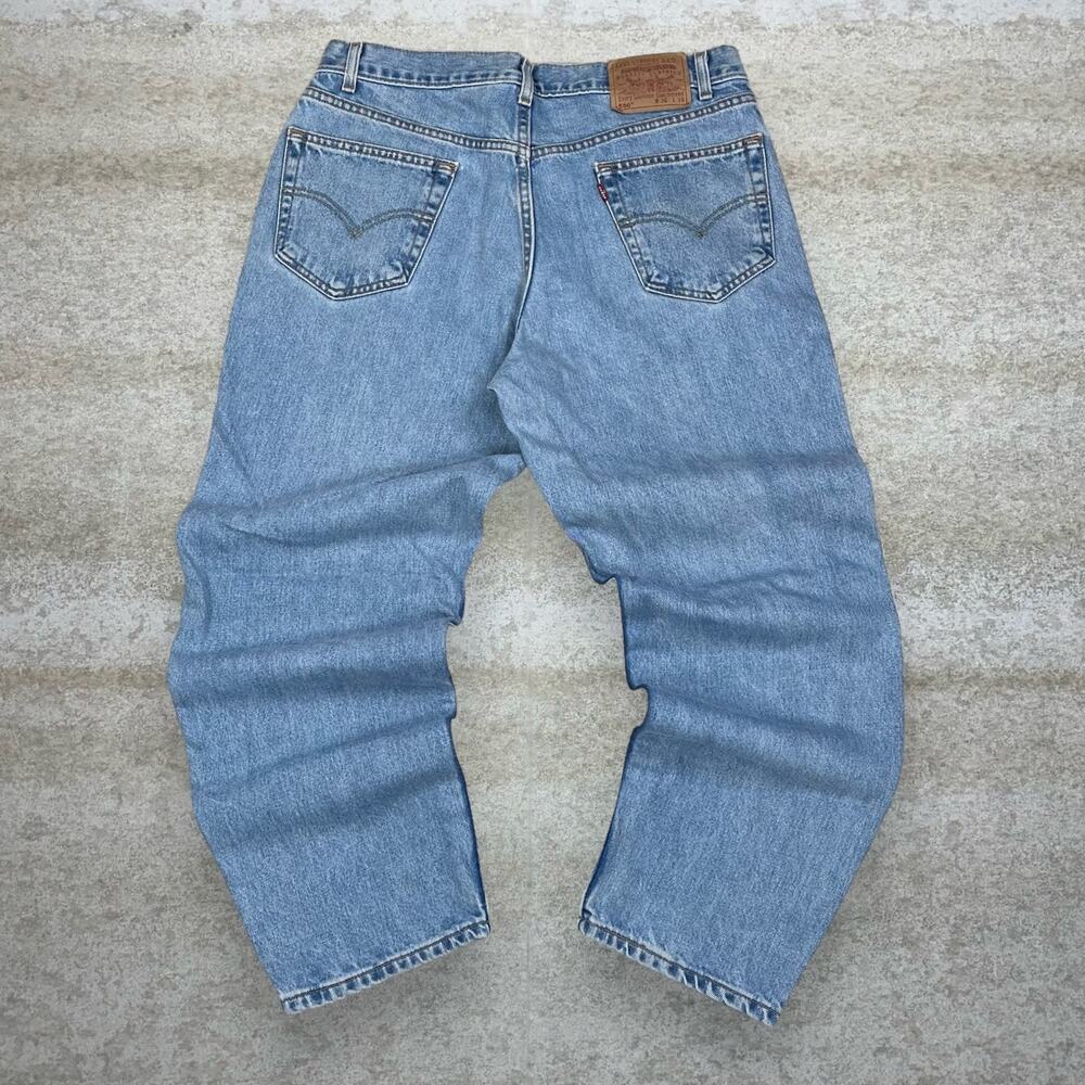 Vintage 90s Levis Jeans 550 36x30 Relaxed Fit Light Wash Denim Paper Tag Cotton